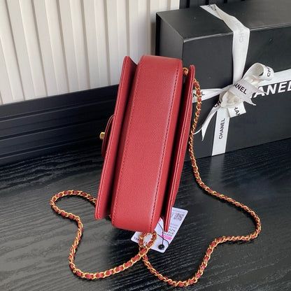 CC 24K Top Handle 19cm Burgundy Calfskin Gold Hardware