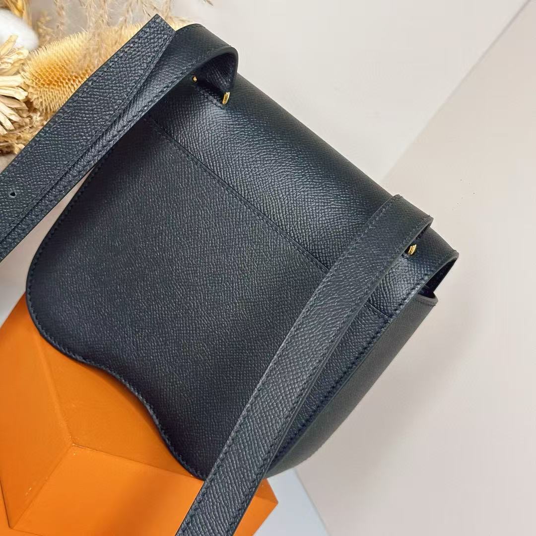 HM Della Cavalleria Mini Bag Black Epsom Leather Gold Hardware