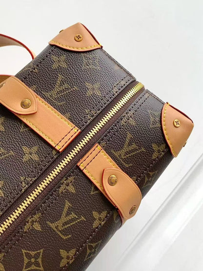 LV Monogram Backpack Brown Gold Leather