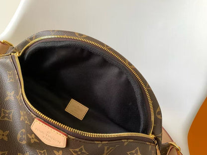 Louis Vuitton Monogram Bumbag Brown Beige Leather Canvas