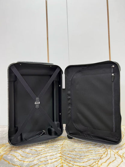 Louis Vuitton Horizon 55 Plaid Suicase Gray Black Leather