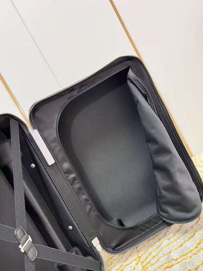 Louis Vuitton Horizon 55 Plaid Suicase Gray Black Leather