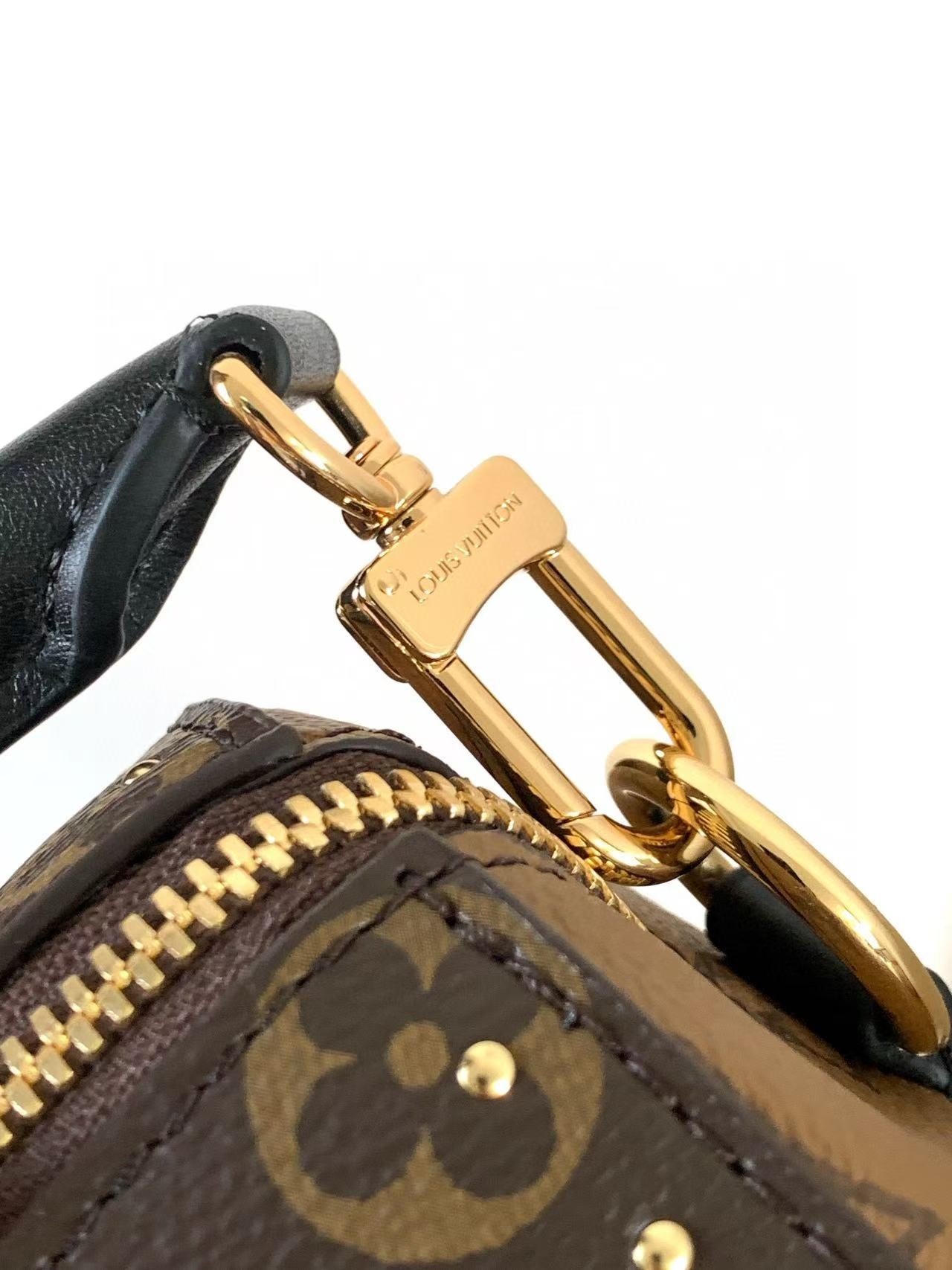 LV Speedy Trunk Bag 27cm Black Brown Cowhide Canvas