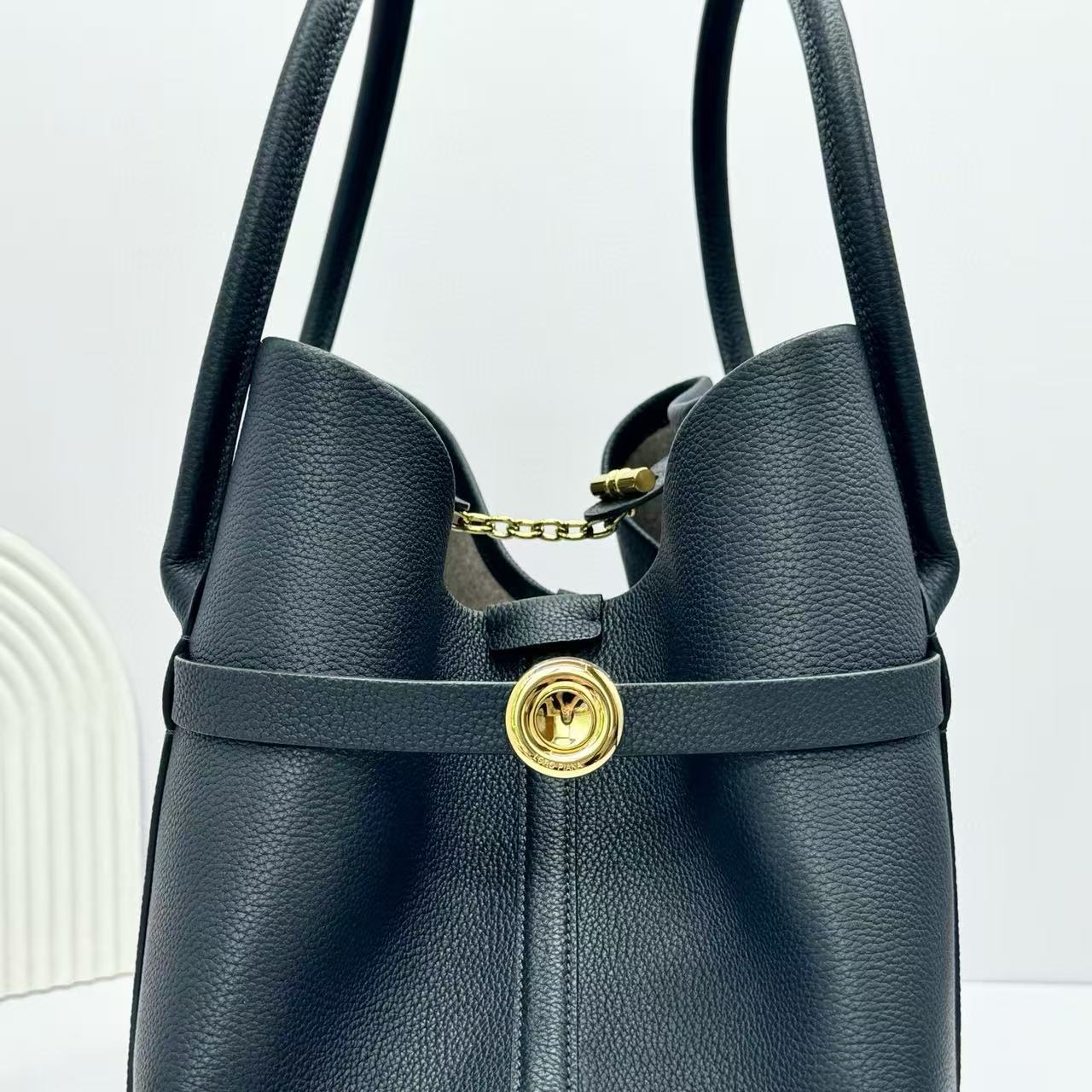 Loro Piana Ghiera Tote 40cm Bag Black Calfskin