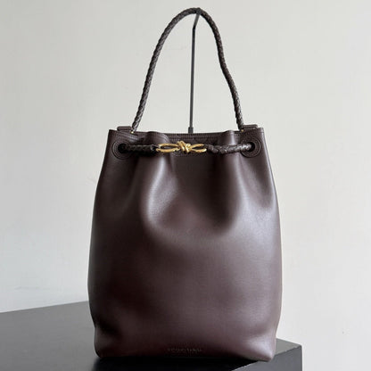 Bottega Veneta 2025 Andiamo Bucket Bag 34cm Fondant Silky Calfskin Suede