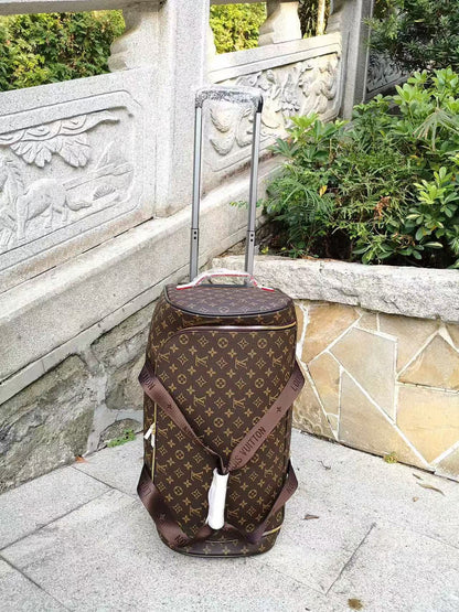 LV Horizon 55 Duffle Soft Jacquard Suitcase Brown Cowhide