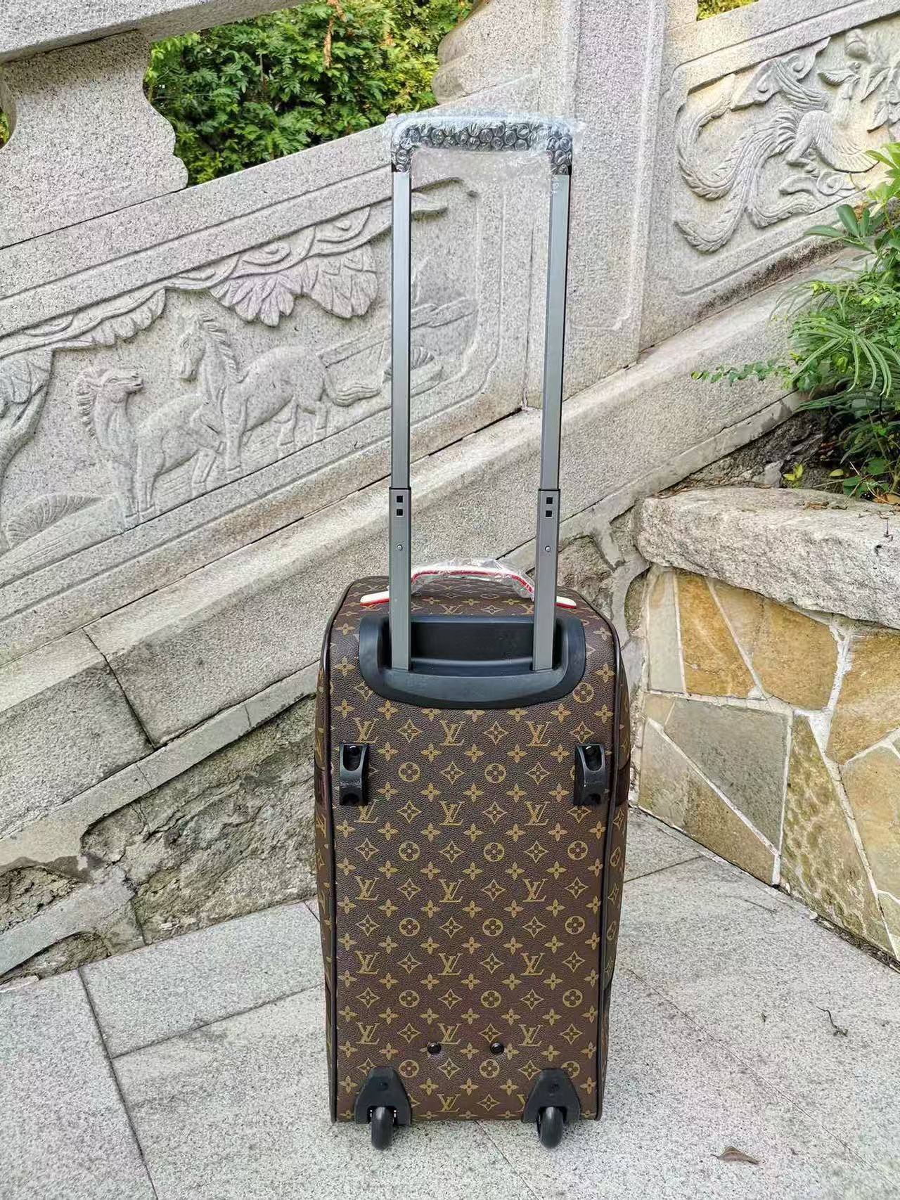LV Horizon 55 Duffle Soft Jacquard Suitcase Brown Cowhide