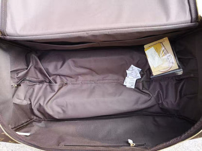 LV Horizon 55 Duffle Soft Jacquard Suitcase Brown Cowhide
