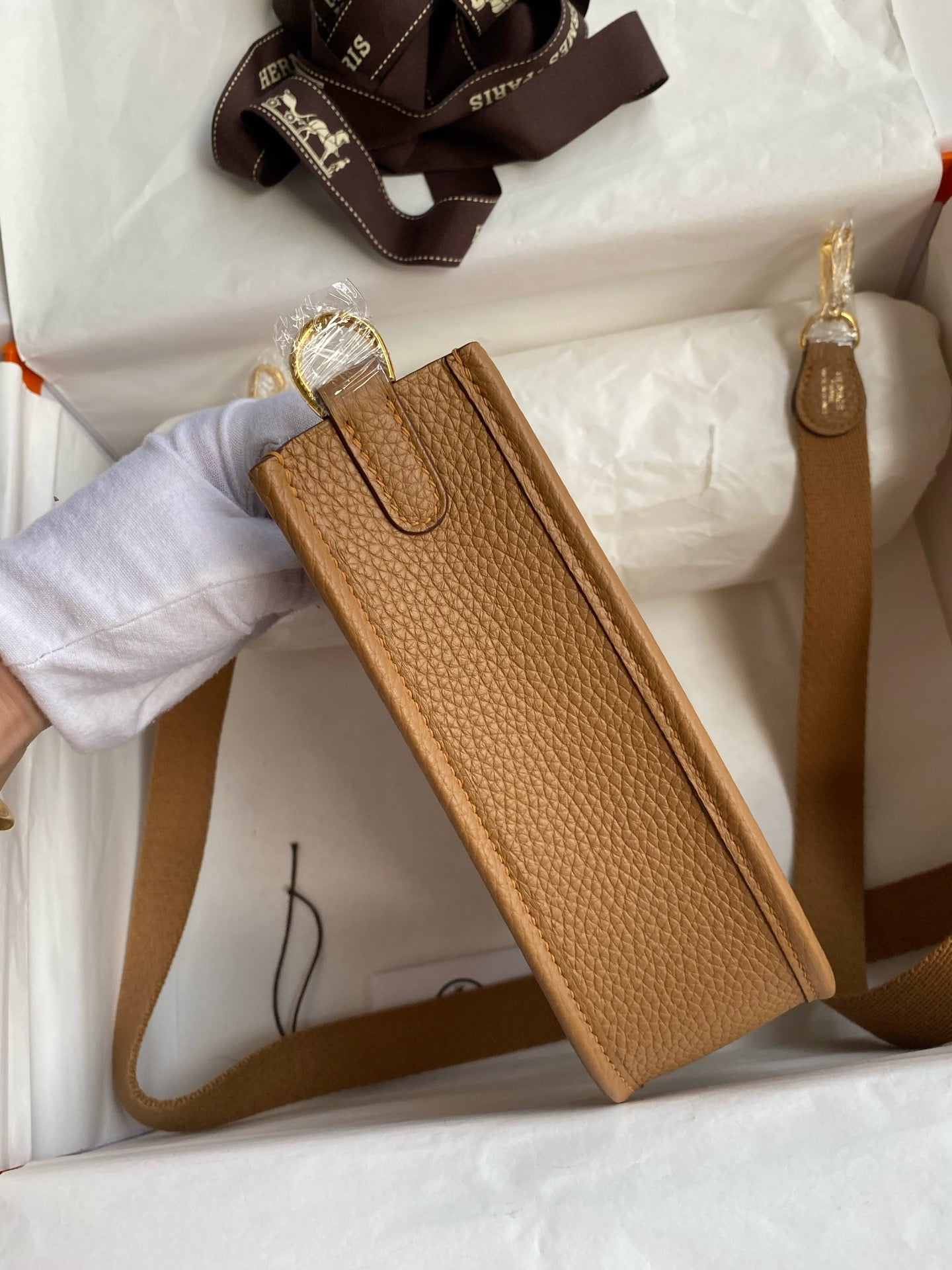 HM Evelyne 23cm Cookie Brown Togo Gold Hardware