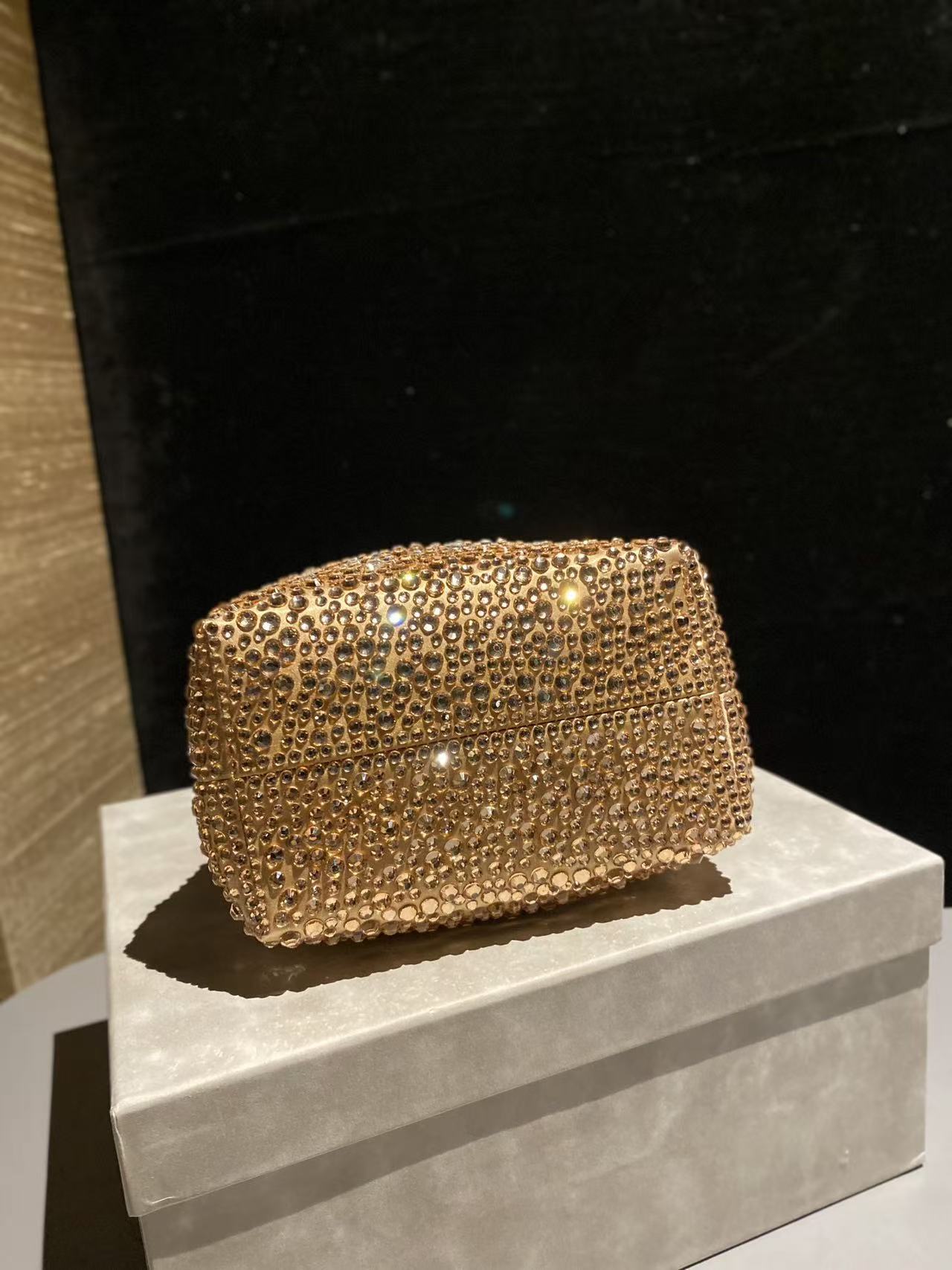 Jimmy Bucket Bag Gold Satin With Crystals