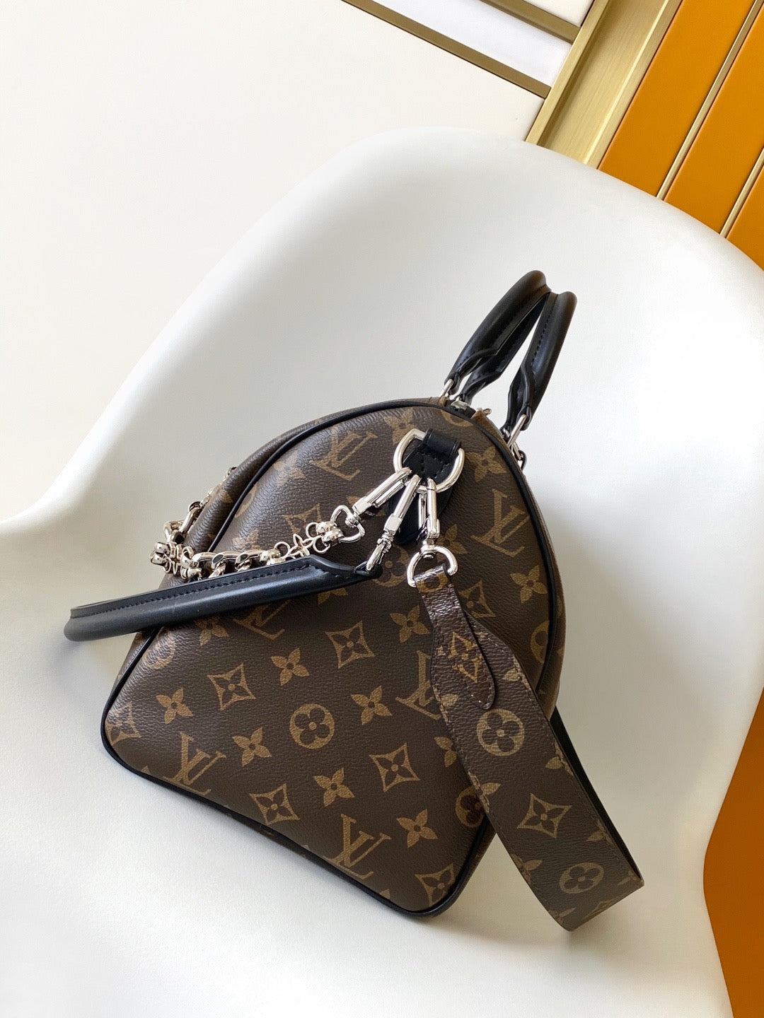 LV  Speedy Soft 30 Brown Dark Monogram Empreinte Leather