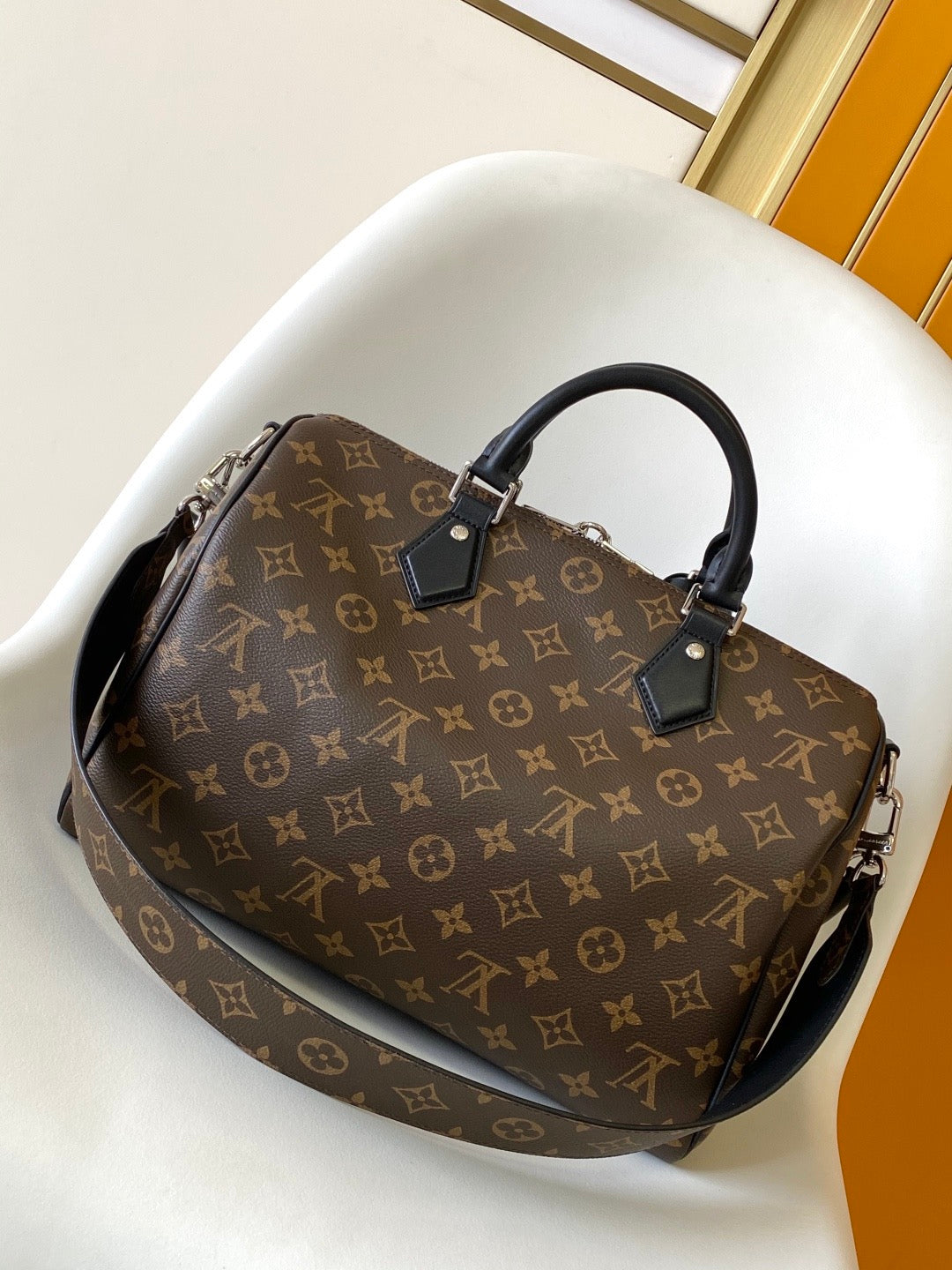 LV  Speedy Soft 30 Brown Dark Monogram Empreinte Leather