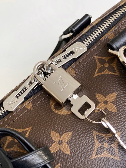 LV  Speedy Soft 30 Brown Dark Monogram Empreinte Leather