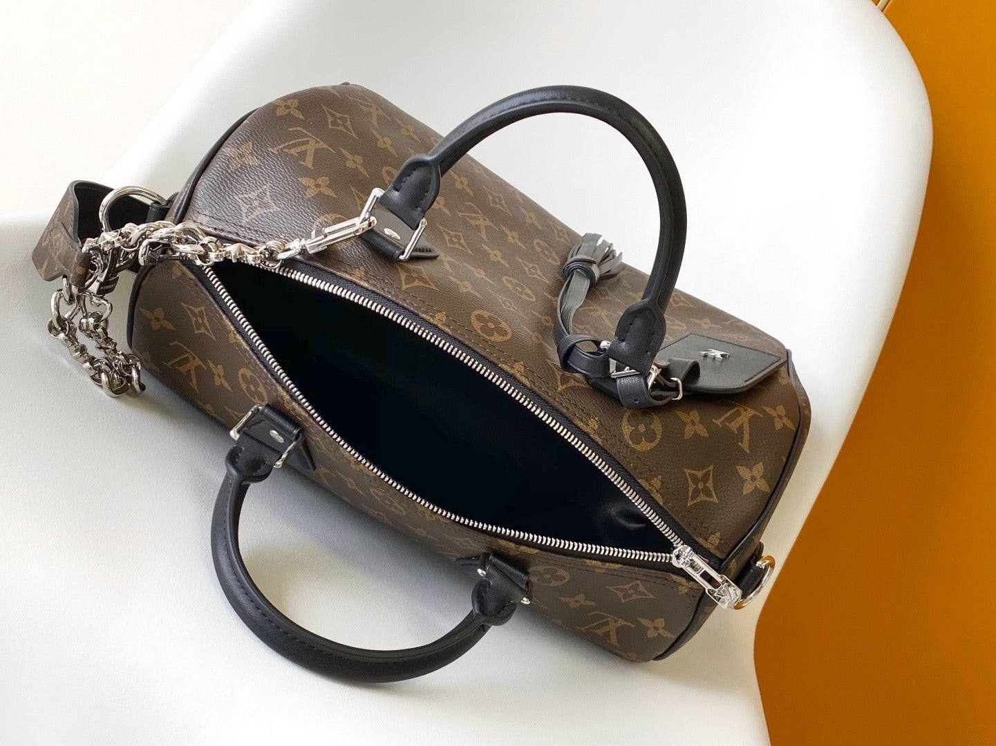 LV  Speedy Soft 30 Brown Dark Monogram Empreinte Leather