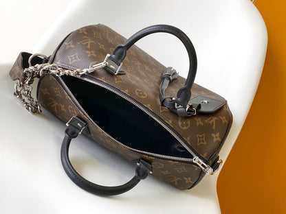 LV  Speedy Soft 30 Brown Dark Monogram Empreinte Leather
