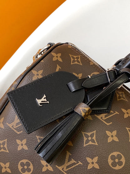 LV  Speedy Soft 30 Brown Dark Monogram Empreinte Leather