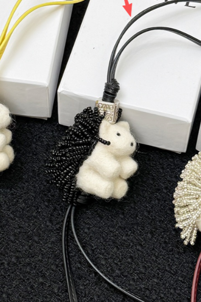 Loewe Hedgehog Charm Felt Bead and Calf