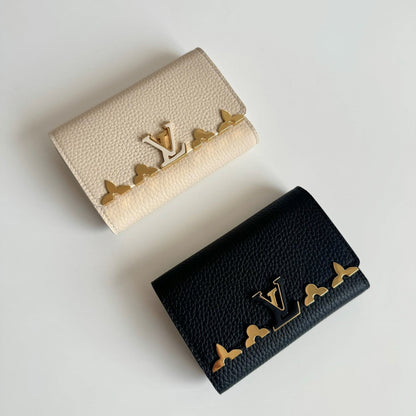LV Capucines Compact Wallet Taurillon & Cowhile GHW