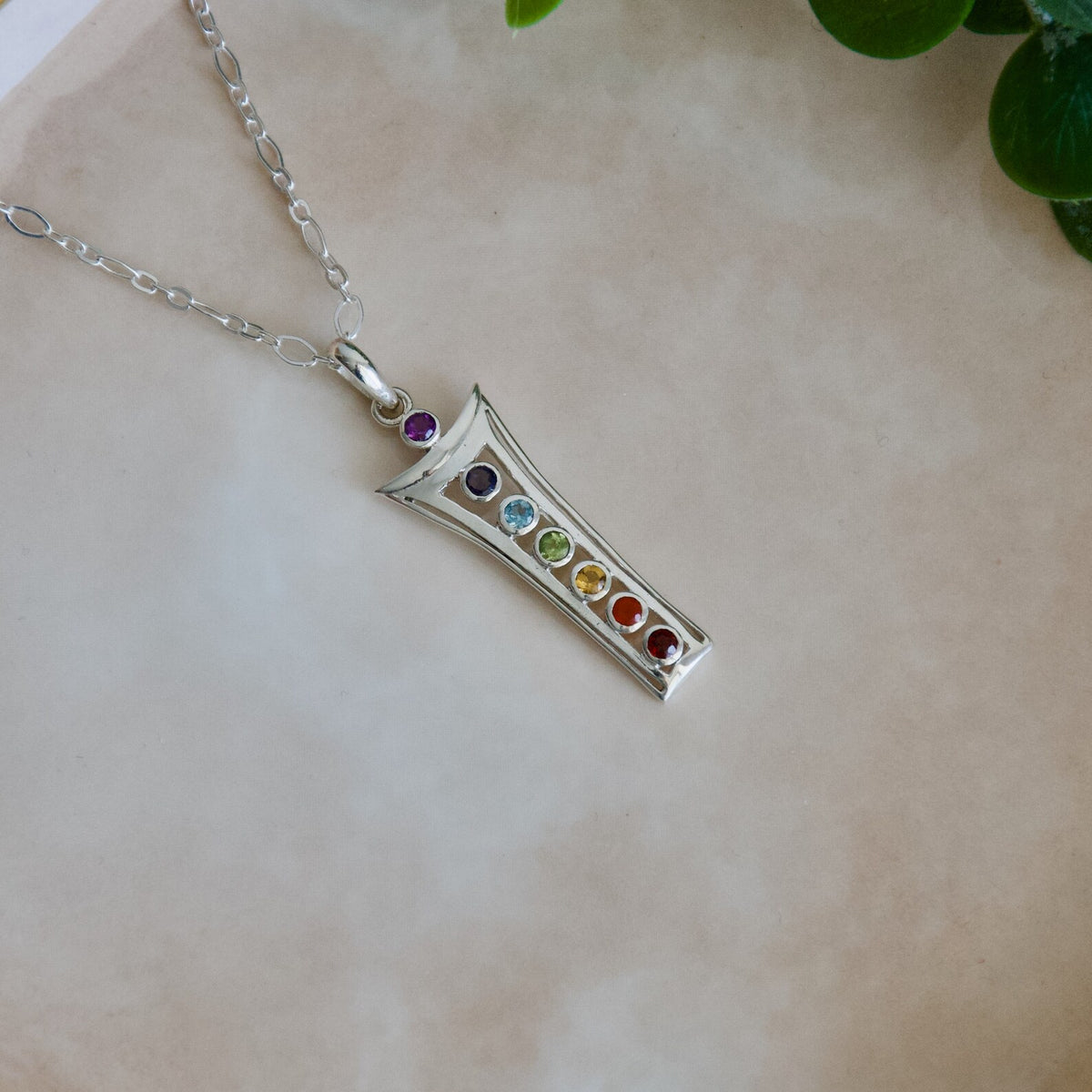 Sterling Silver Chakra Pendant, Natural Gemstone Necklace, Reiki Jewelry