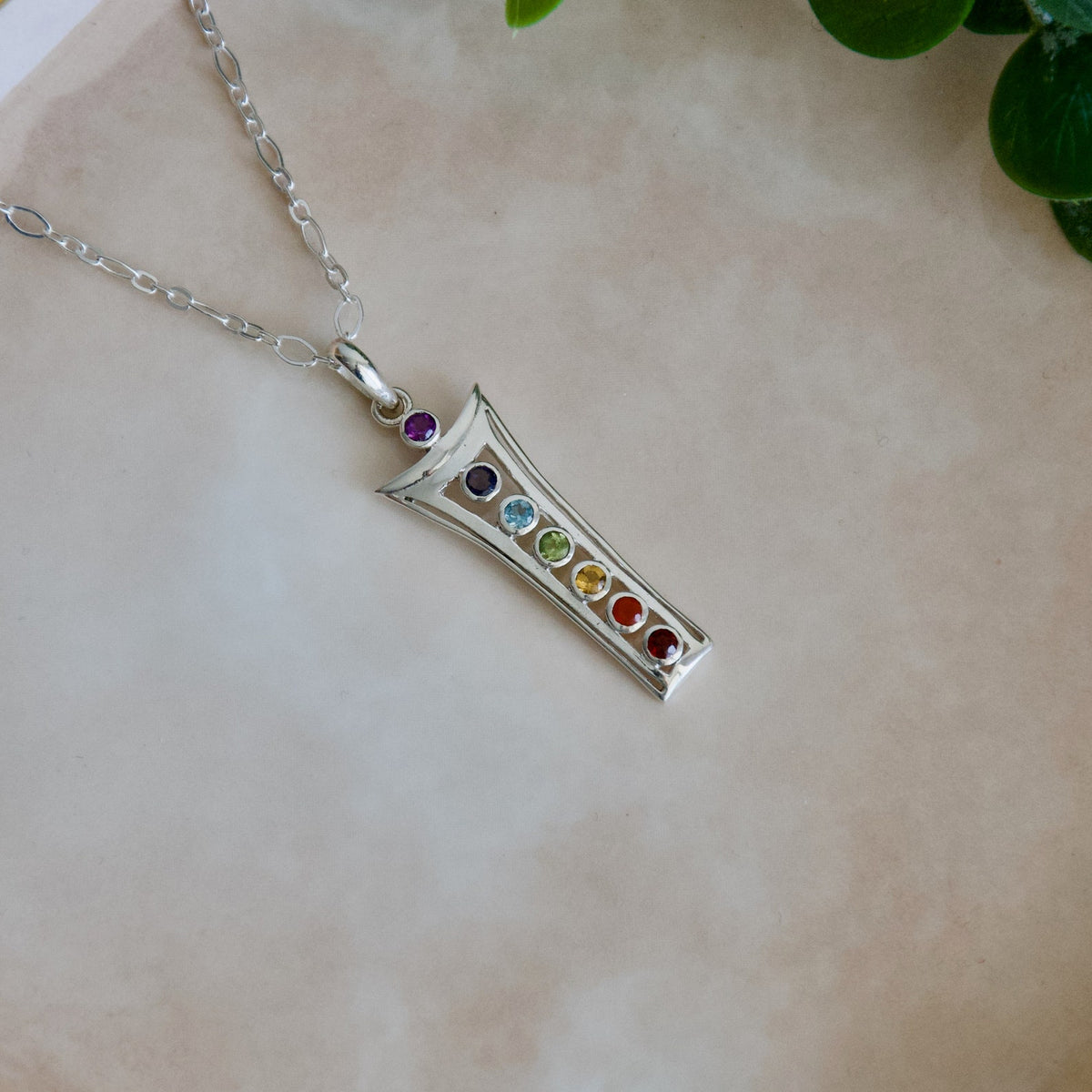 Sterling Silver Chakra Pendant, Natural Gemstone Necklace, Reiki Jewelry