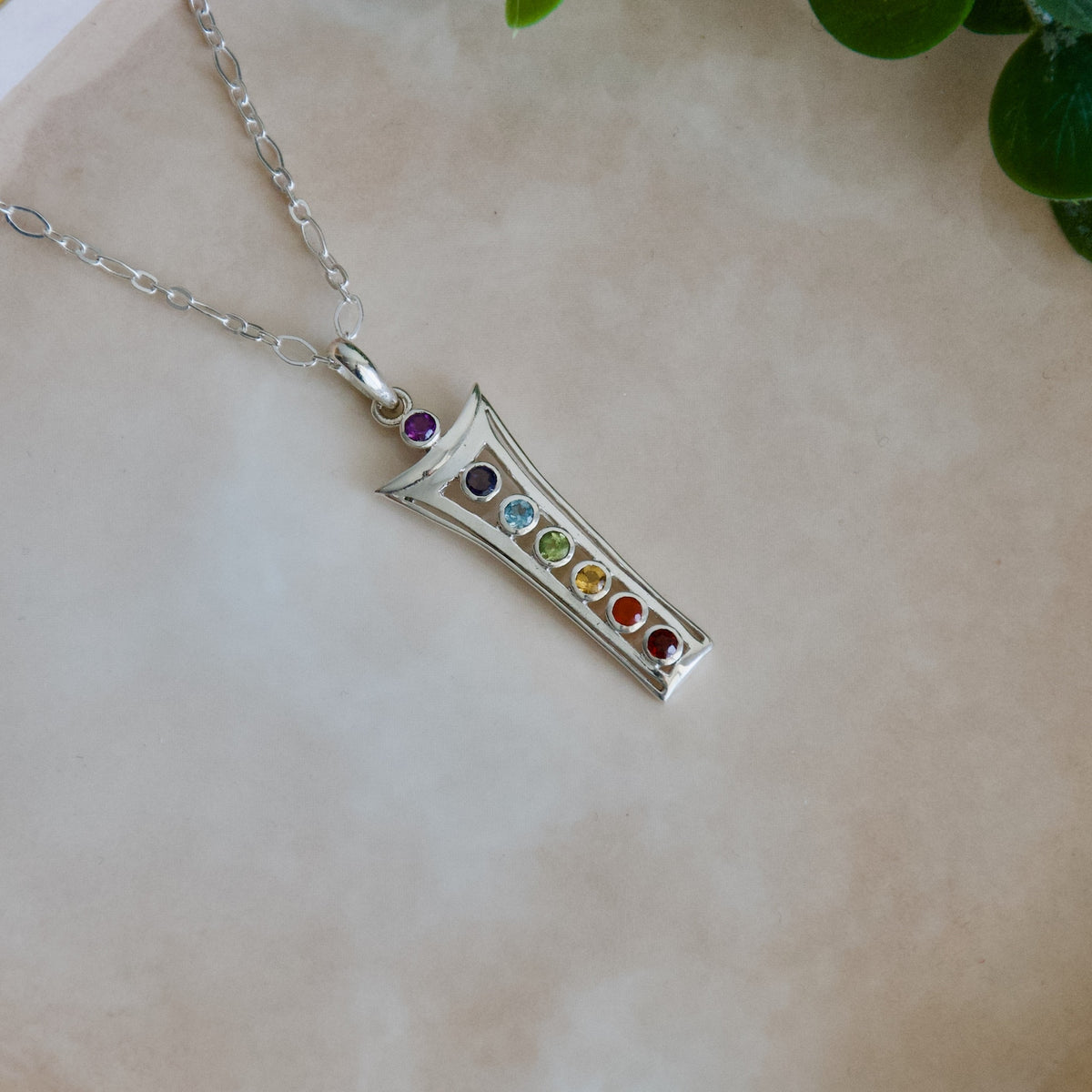 Sterling Silver Chakra Pendant, Natural Gemstone Necklace, Reiki Jewelry
