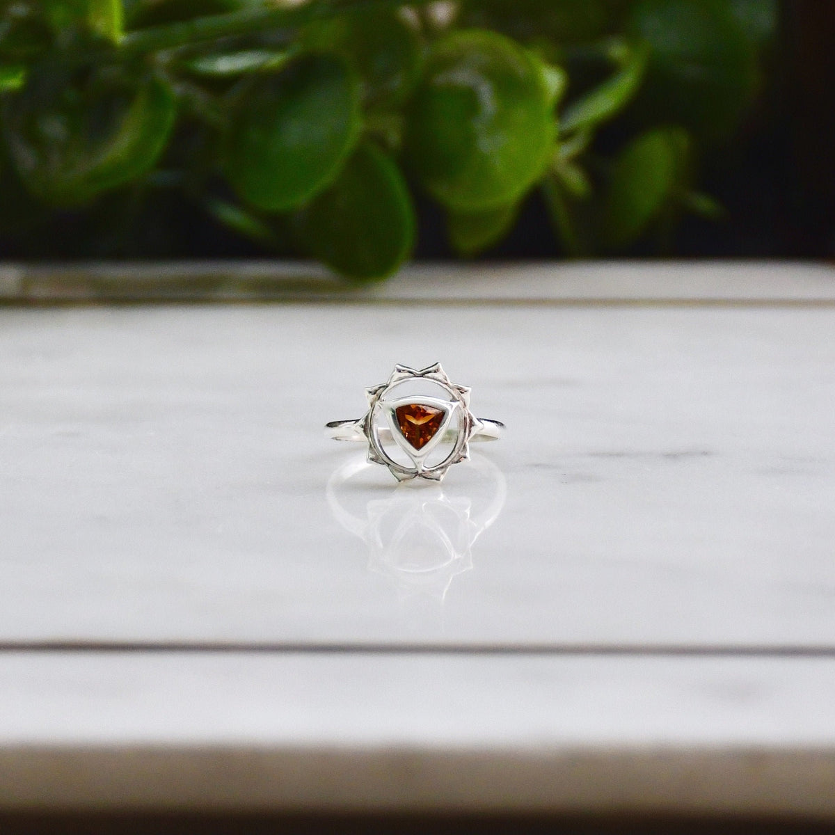 Citrine Solar Plexus Chakra Ring, 925 Sterling Silver, Yoga Jewelry