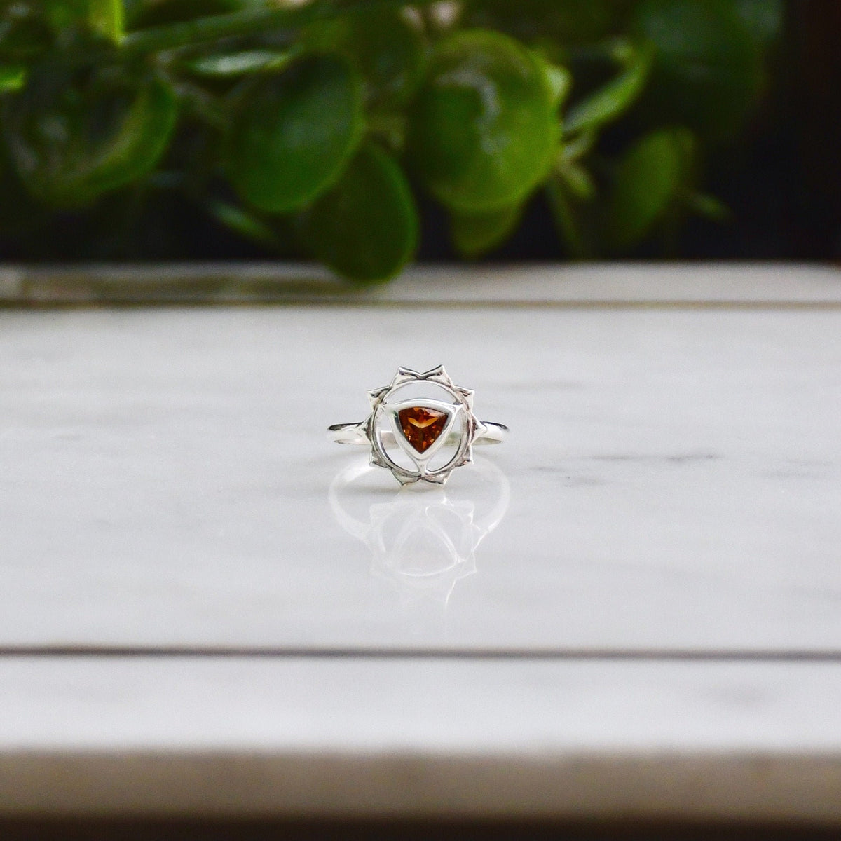 Citrine Solar Plexus Chakra Ring, 925 Sterling Silver, Yoga Jewelry