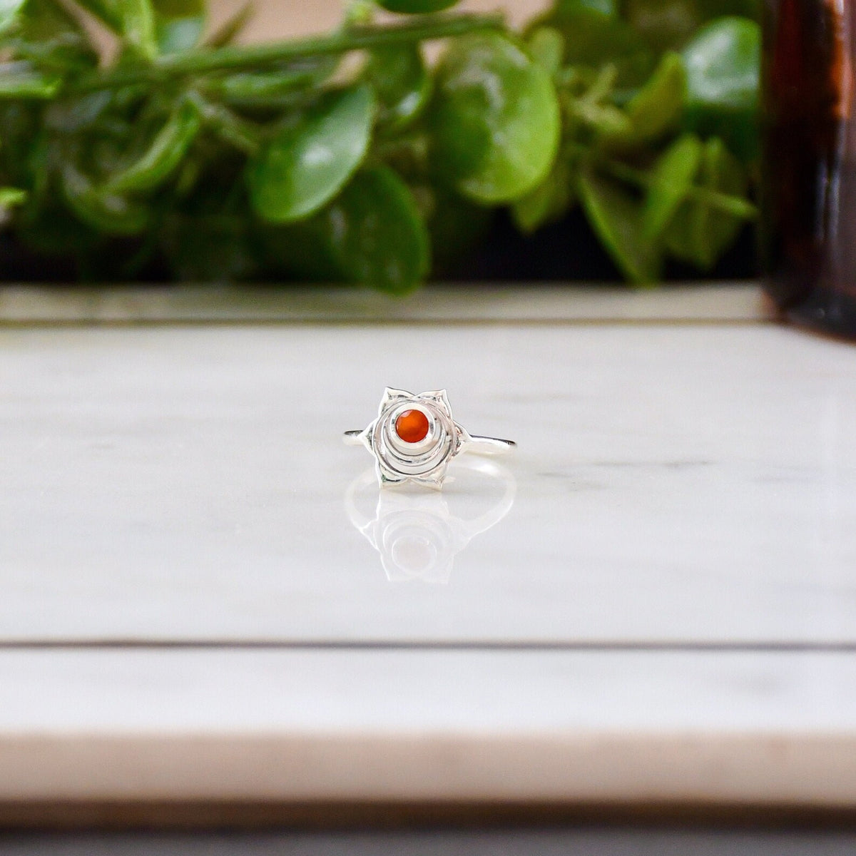 Carnelian Sterling Silver Ring, Sacral Chakra Jewelry
