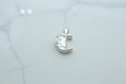 Moon Woman Silhouette Urn Necklace – 925 Sterling Silver Memorial Ash Pendant (16.5 mm)