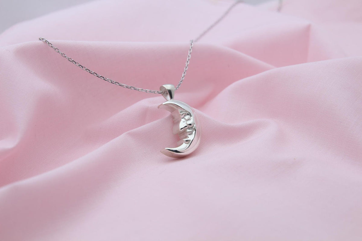 Moon Grandpa Urn Necklace – 925 Sterling Silver Memorial Ash Pendant (20 mm)