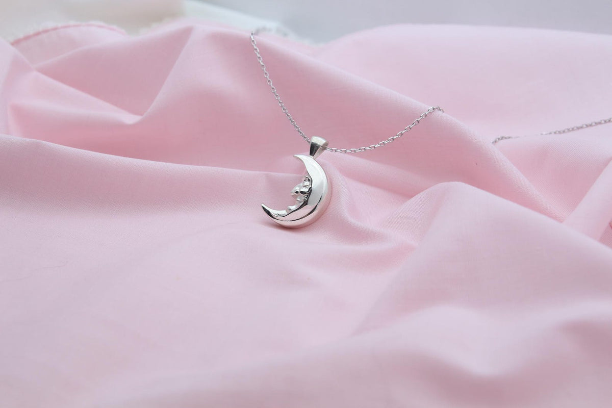Moon Grandpa Urn Necklace – 925 Sterling Silver Memorial Ash Pendant (20 mm)