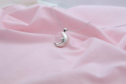 Moon Grandpa Urn Necklace – 925 Sterling Silver Memorial Ash Pendant (20 mm)