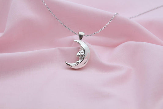 Moon Grandpa Urn Necklace – 925 Sterling Silver Memorial Ash Pendant (20 mm)