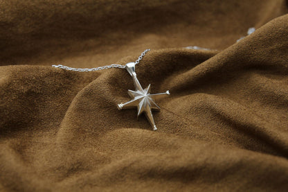 Compass Urn Necklace – 925 Sterling Silver Memorial Ash Pendant (25 mm)