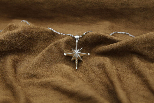 Compass Urn Necklace – 925 Sterling Silver Memorial Ash Pendant (25 mm)