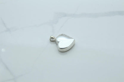 Heart Urn Necklace – 925 Sterling Silver Memorial Ash Pendant (15 mm) – Personalized Engraving Available