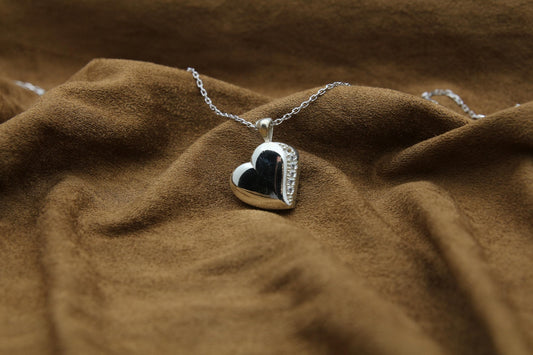 Heart Urn Necklace – 925 Sterling Silver Memorial Ash Pendant (15 mm) – Personalized Engraving Available