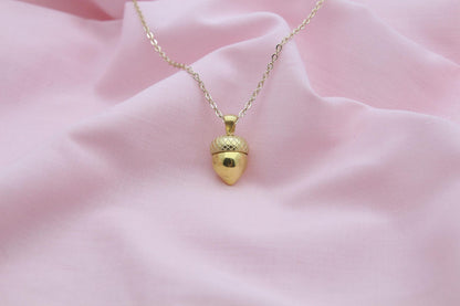 Autumn Acorn Memorial Urn Necklace – 925 Sterling Silver Ash Holder Pendant (13.5 mm) • Engravable