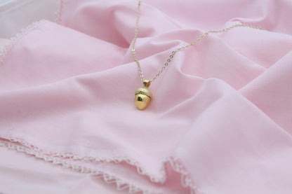 Autumn Acorn Memorial Urn Necklace – 925 Sterling Silver Ash Holder Pendant (13.5 mm) • Engravable