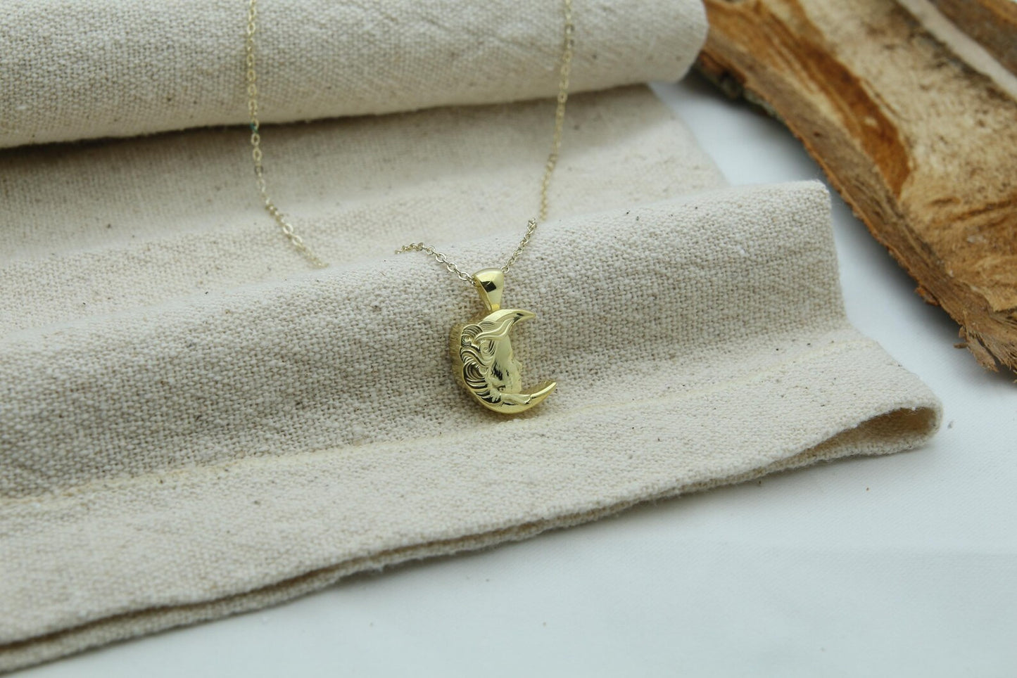 Lunar Goddess Silhouette Urn Necklace – 925 Sterling Silver Memorial Ash Pendant with Optional Engraving (16.5 mm)