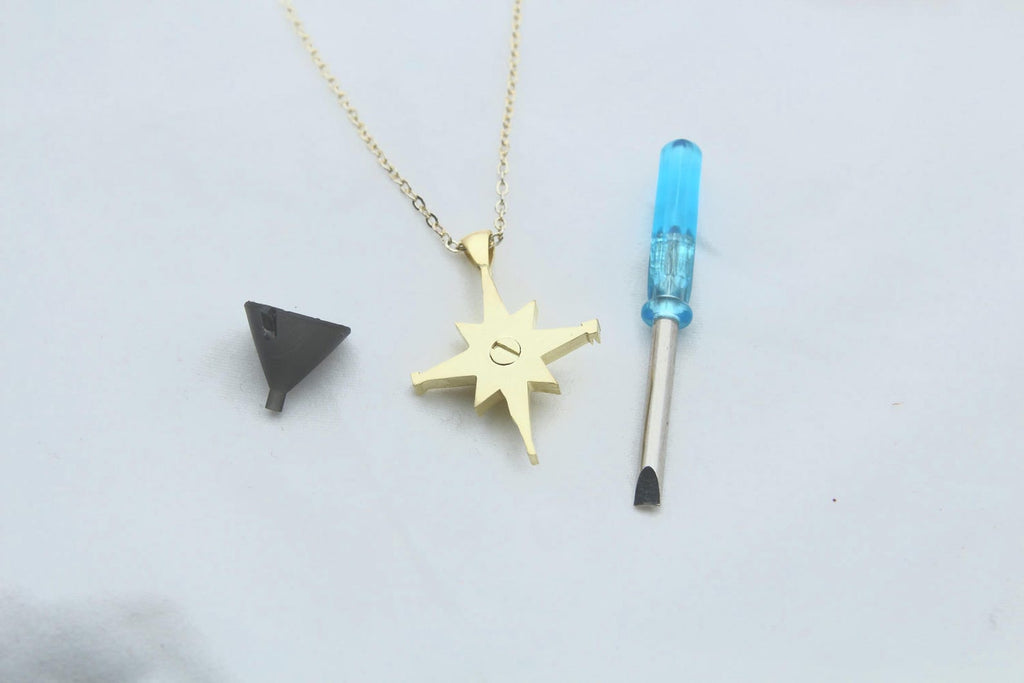 Compass Ash Holder Necklace – 925 Sterling Silver Memorial Pendant (25 mm)urn necklace