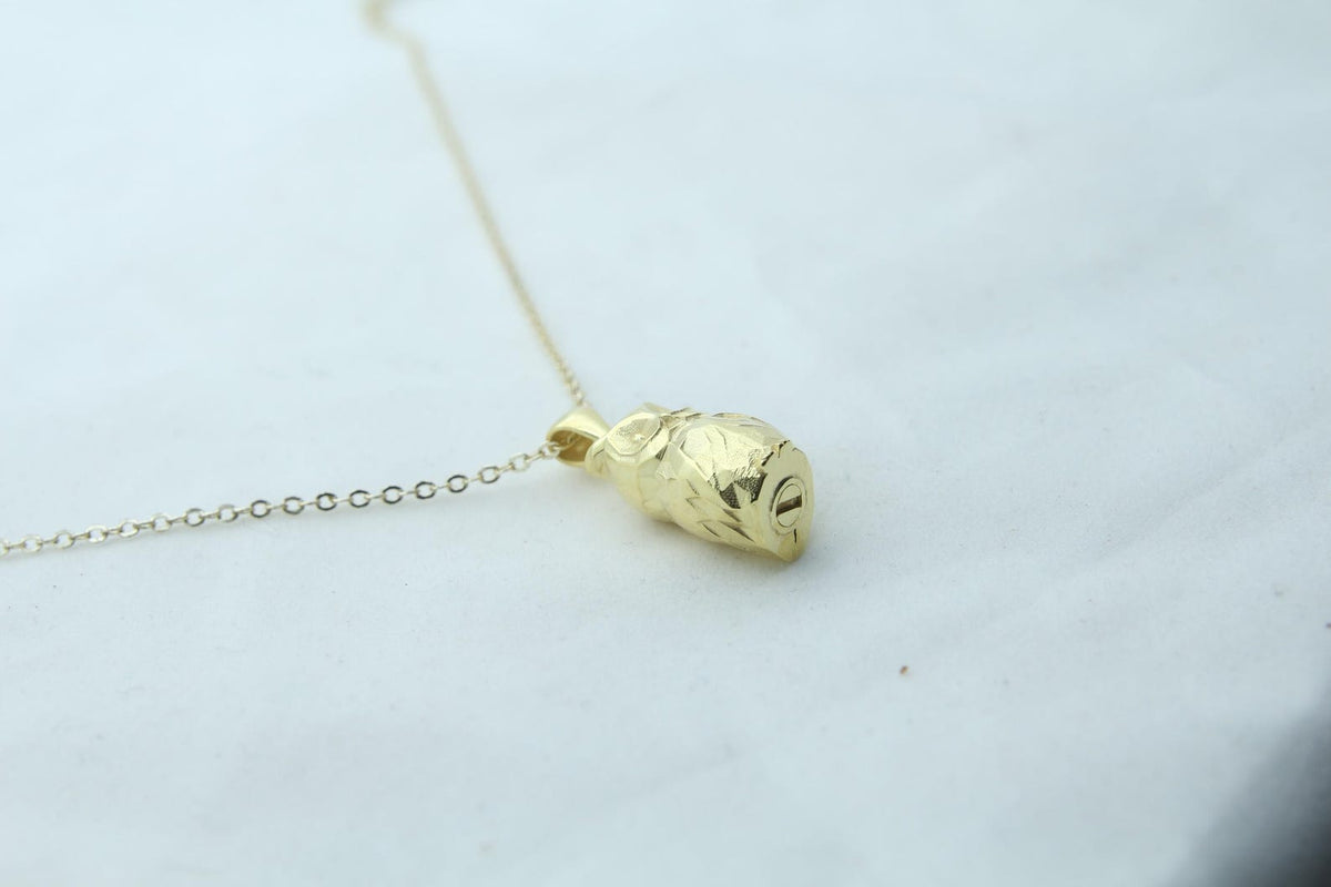 Night Guardian Owl Urn Necklace – 925 Sterling Silver Ash Pendant with Optional Engraving (17 mm)