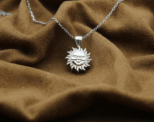 Radiant Sunfire Memorial Urn Necklace – 925 Sterling Silver Sun Ash Pendant with Optional Engraving (14 mm)