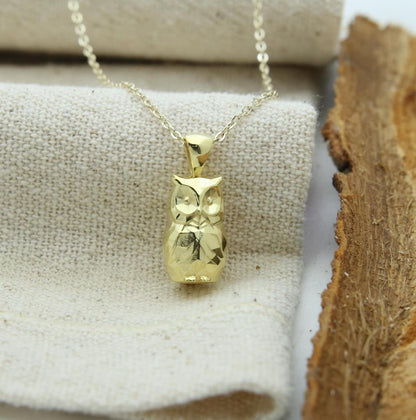 Night Guardian Owl Urn Necklace – 925 Sterling Silver Ash Pendant with Optional Engraving (17 mm)