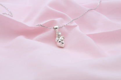 Anatomic Heart Memorial Urn Necklace – 925 Sterling Silver Anatomical Ash Pendant with (15 mm)