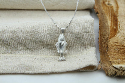 Ocean Whisper Fish Urn Necklace – 925 Sterling Silver Memorial Ash Pendant (27 mm)