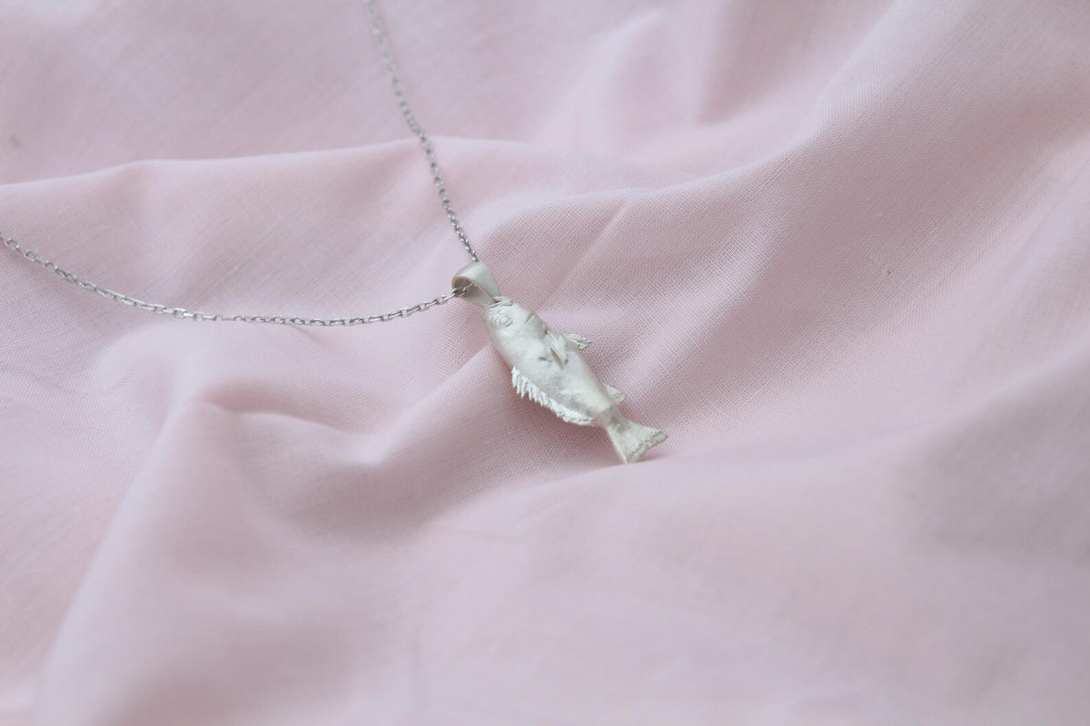 Ocean Whisper Fish Urn Necklace – 925 Sterling Silver Memorial Ash Pendant (27 mm)