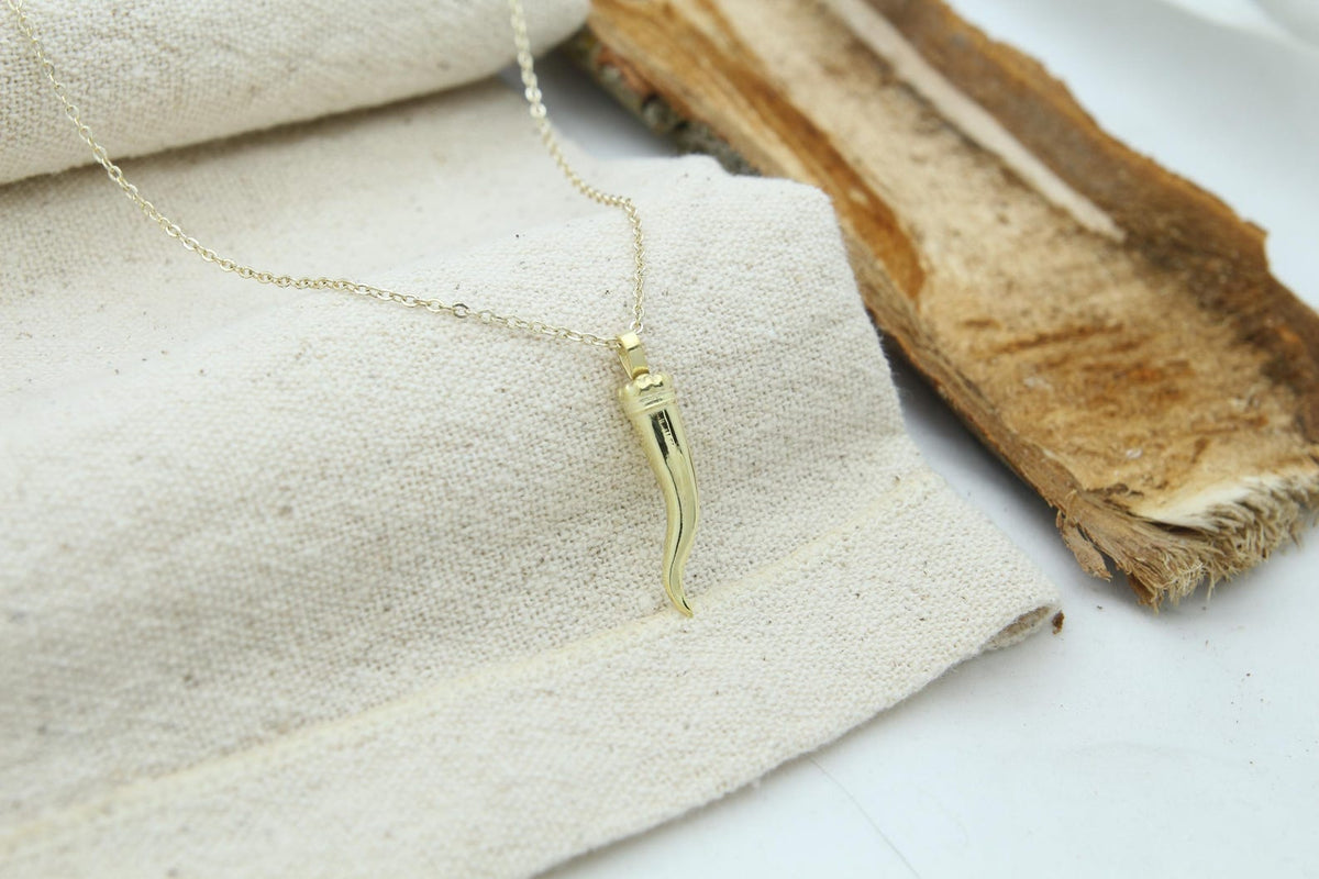 Cornicello Spirit Urn Necklace – 925 Sterling Silver Italian Horn Ash Pendant (26 mm)