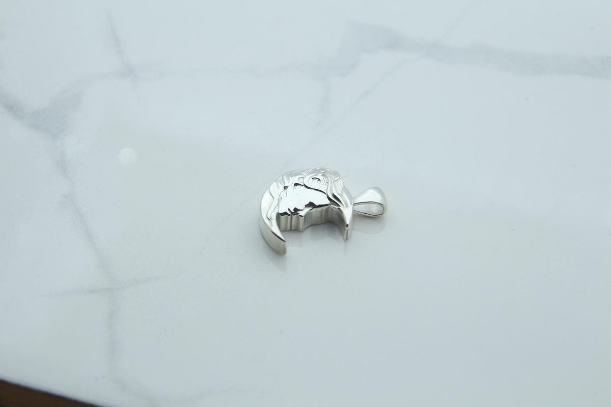 Moon Woman Silhouette Urn Necklace – 925 Sterling Silver Memorial Ash Pendant (16.5 mm)