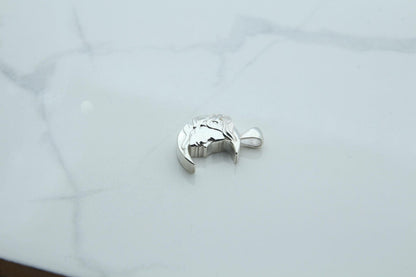 Moon Woman Silhouette Urn Necklace – 925 Sterling Silver Memorial Ash Pendant (16.5 mm)